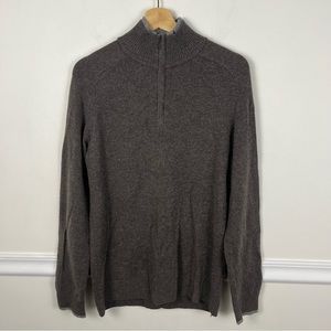 Maddison Brown Gray Quarter Zip Cashmere Merino Wool Sweater Size Small Men’s